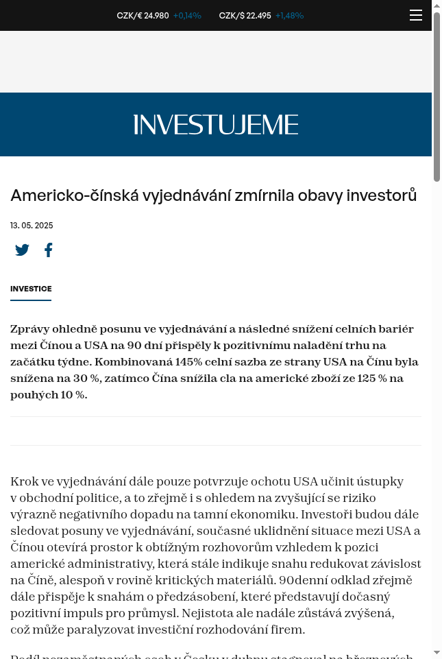 americko-cinska-vyjednavani-zmirnila-obavy-investoru