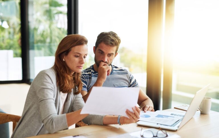 Couple,,Finance,And,Budget,Conversation,With,Documents,Planning,For,Tax,