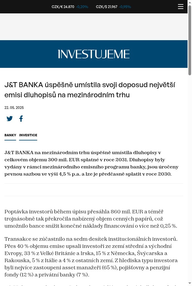j-and-t-banka-uspesne-umistila-svoji-doposud-nejvetsi-emisi-dluhopisu-na-mezinarodnim-trhu