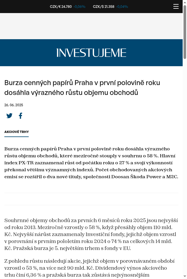 burza-cennych-papiru-praha-v-prvni-polovine-roku-dosahla-vyrazneho-rustu-objemu-obchodu