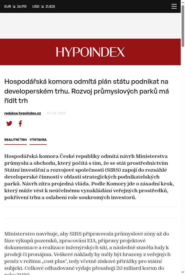 hospodarska-komora-odmita-plan-statu-podnikat-na-developerskem-trhu-rozvoj-prumyslovych-parku-ma-ridit-trh