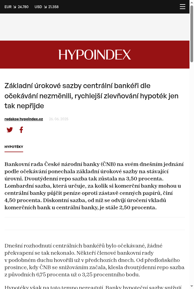 zakladni-urokove-sazby-centralni-bankeri-dle-ocekavani-nezmenili-rychlejsi-zlevnovani-hypotek-jen-tak-neprijde