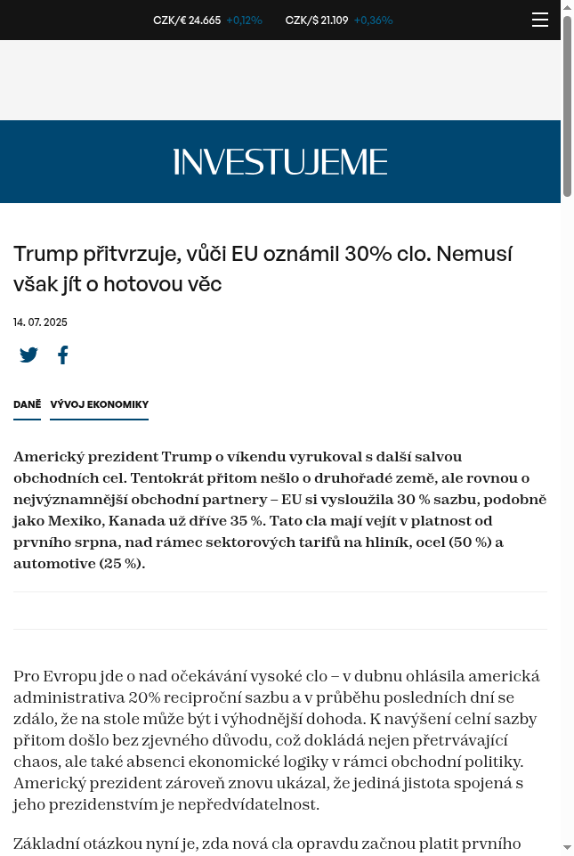trump-pritvrzuje-vuci-eu-oznamil-30-clo-nemusi-vsak-jit-o-hotovou-vec