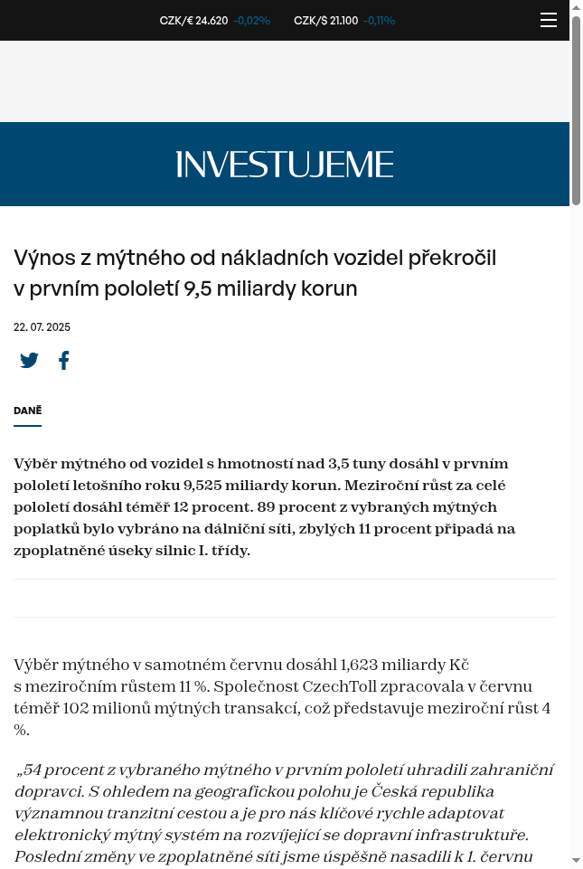 vynos-z-mytneho-od-nakladnich-vozidel-prekrocil-v-prvnim-pololeti-9-5-miliardy-korun