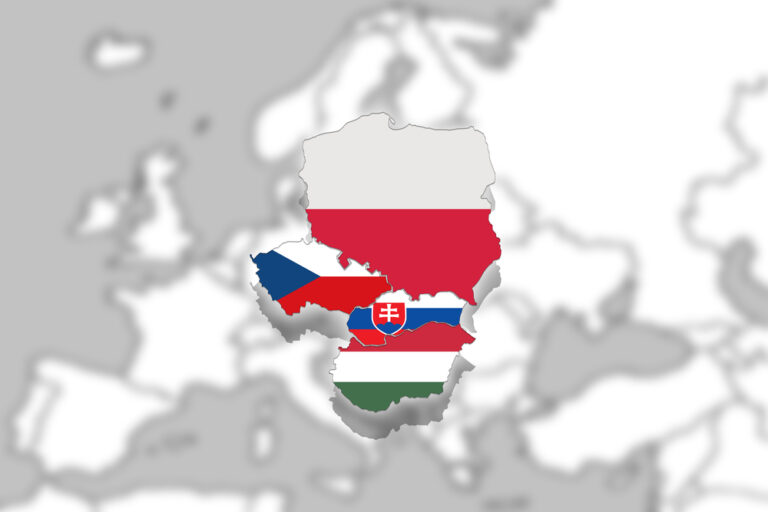 V4,Visegrad,Group,On,Blured,Europe,Background,,Poland,,Czech,Republic,