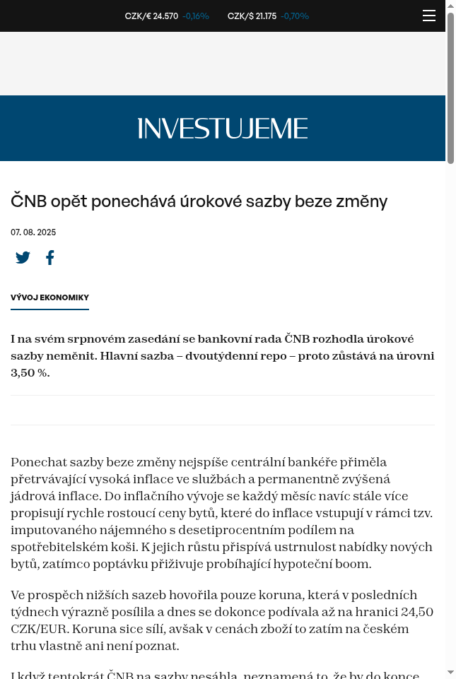 cnb-opet-ponechava-urokove-sazby-beze-zmeny