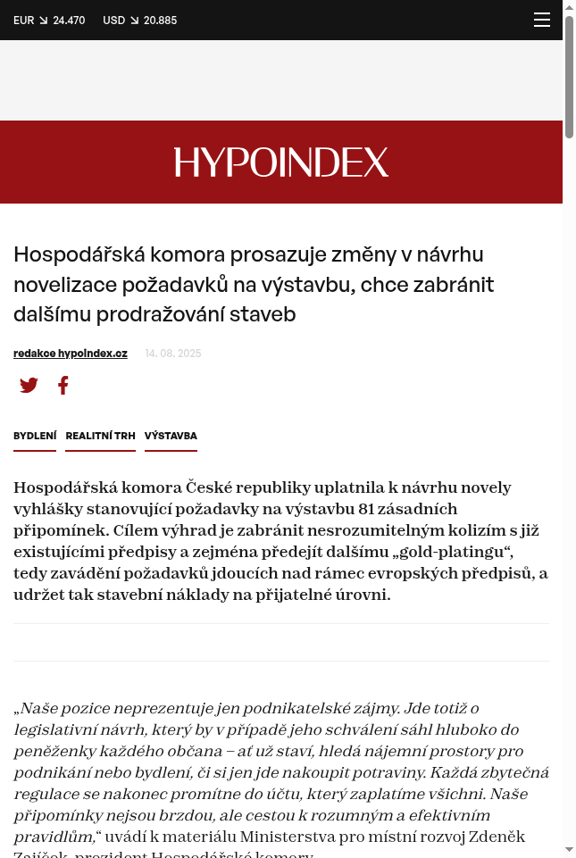 hospodarska-komora-prosazuje-zmeny-v-navrhu-novelizace-pozadavku-na-vystavbu-chce-zabranit-dalsimu-prodrazovani-staveb