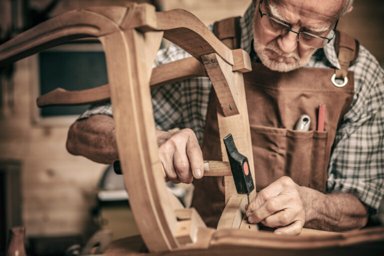 Elderly,Carpenter,Builds,A,Classic,Style,Chair