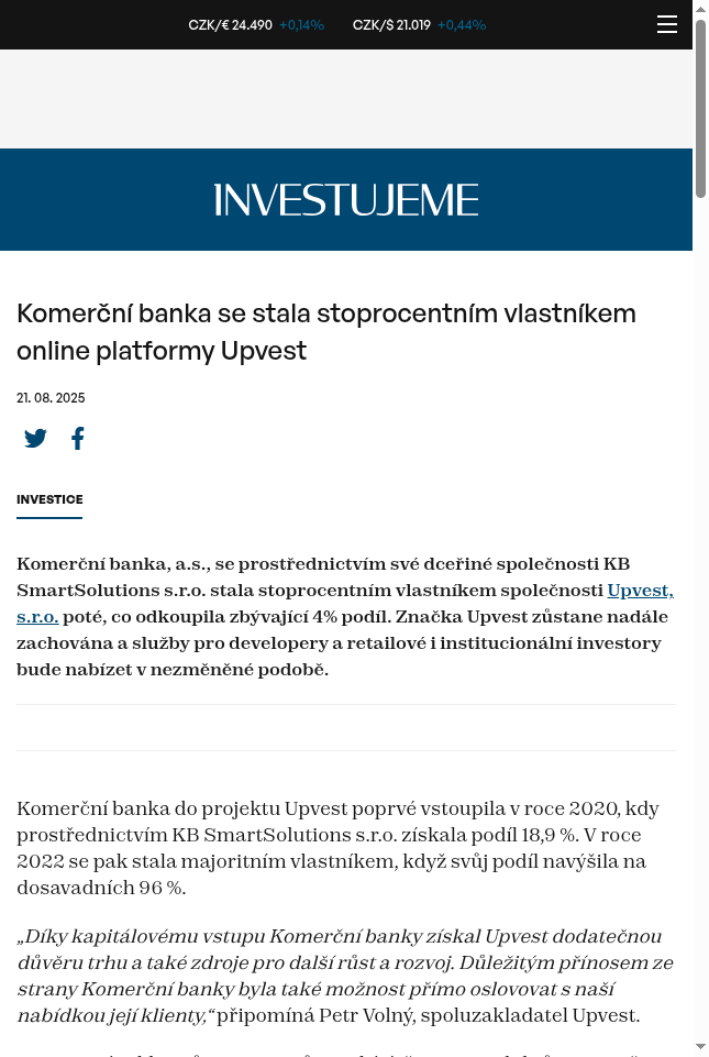 komercni-banka-se-stala-stoprocentnim-vlastnikem-online-platformy-upvest