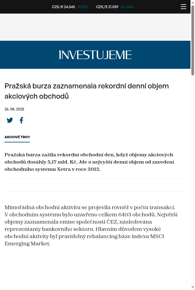prazska-burza-zaznamenala-rekordni-denni-objem-akciovych-obchodu