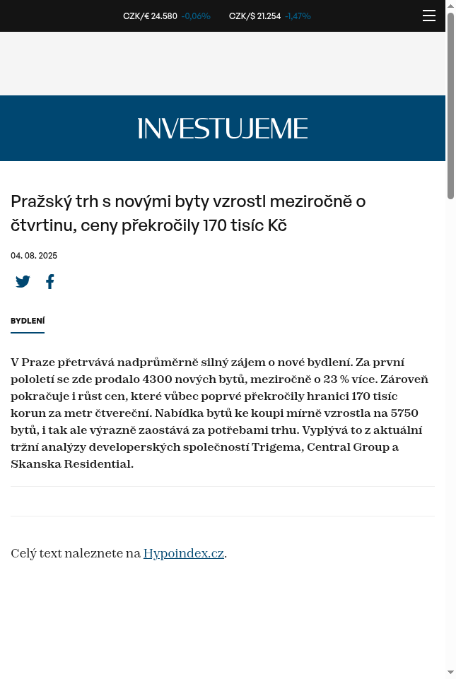prazsky-trh-s-novymi-byty-vzrostl-mezirocne-o-ctvrtinu-ceny-prekrocily-170-tisic-kc