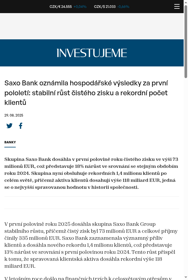 saxo-bank-oznamila-hospodarske-vysledky-za-prvni-pololeti-stabilni-rust-cisteho-zisku-a-rekordni-pocet-klientu