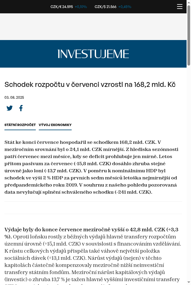 schodek-rozpoctu-v-cervenci-vzrostl-na-168-2-mld-kc