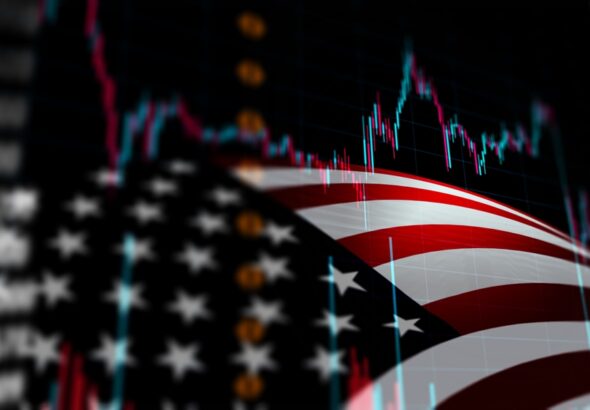 Abstract,Image,Of,The,United,States,Flag,Blended,With,A