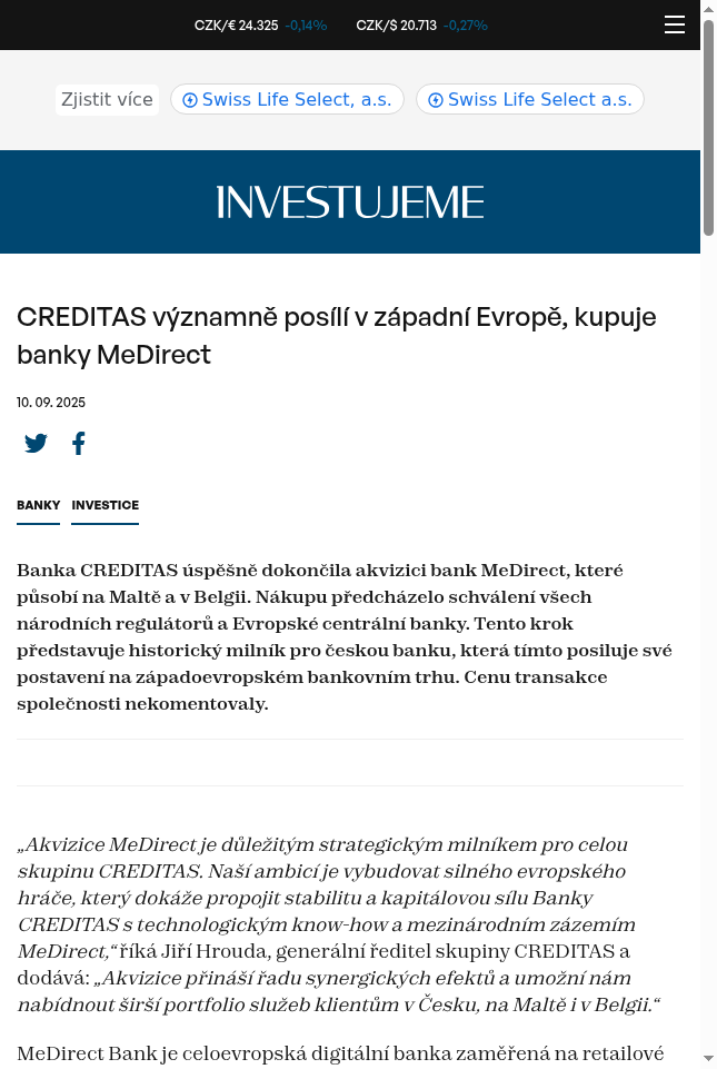 creditas-vyznamne-posili-v-zapadni-evrope-kupuje-banky-medirect