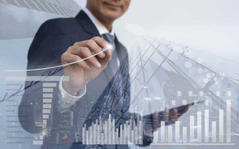 Stock,Market,Analysis,,Business,Intelligence,,Profits,Presentation,,Double,Exposure,Businessman