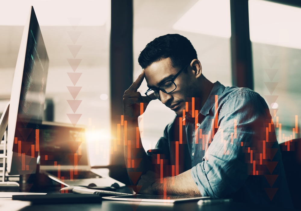 Man,,Technology,And,Stress,With,Overlay,In,Office,For,Finance,