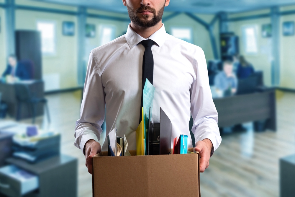 Man,By,Dismissal.,Guy,Lost,Job.,Fired,Manager,In,Company.