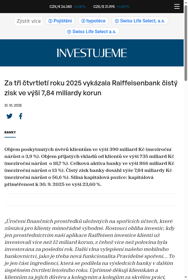 za-tri-ctvrtleti-roku-2025-vykazala-raiffeisenbank-cisty-zisk-ve-vysi-7-84-miliardy-korun