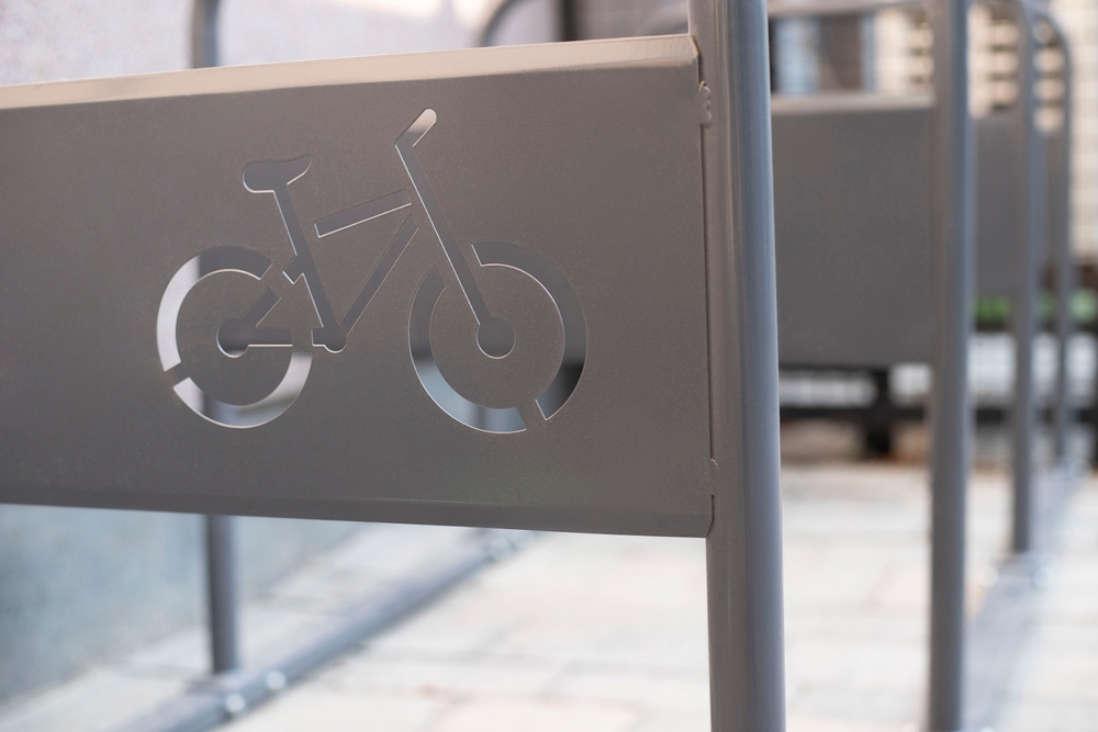 Bicycle,Parking,Near,The,House.,Metal,Bike,Stand