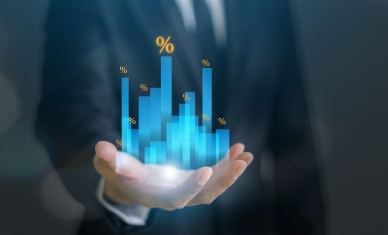 Businessman,With,Percent,Interest,Rates,Business,Financial,Investment,,Business,Growth,