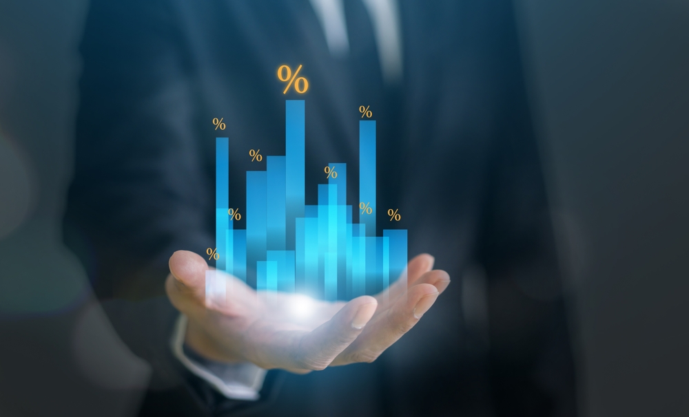 Businessman,With,Percent,Interest,Rates,Business,Financial,Investment,,Business,Growth,