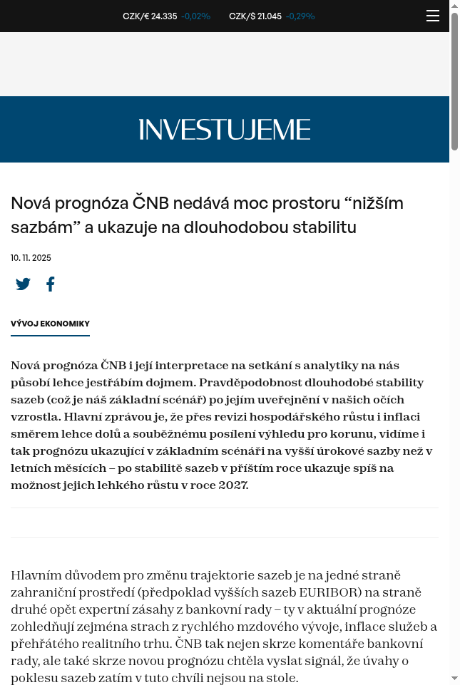 nova-prognoza-cnb-nedava-moc-prostoru-nizsim-sazbam-a-ukazuje-na-dlouhodobou-stabilitu