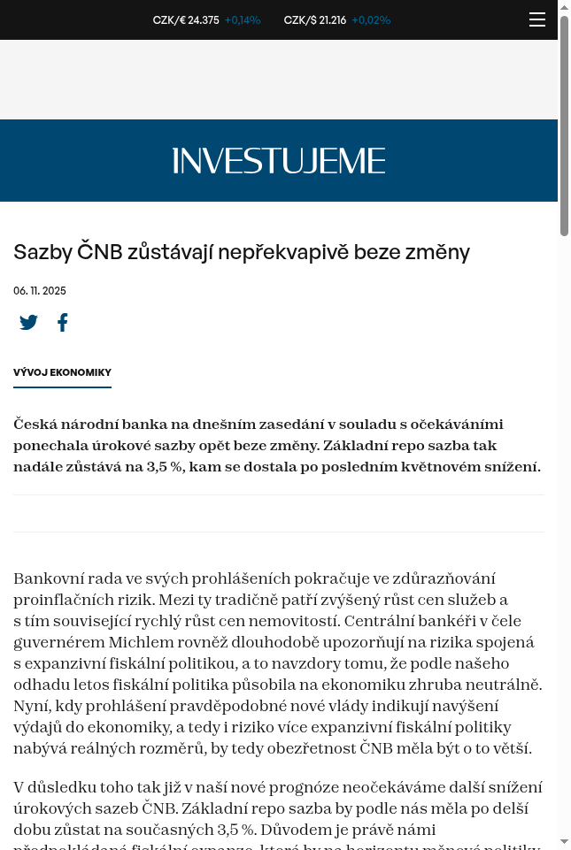 sazby-cnb-zustavaji-neprekvapive-beze-zmeny