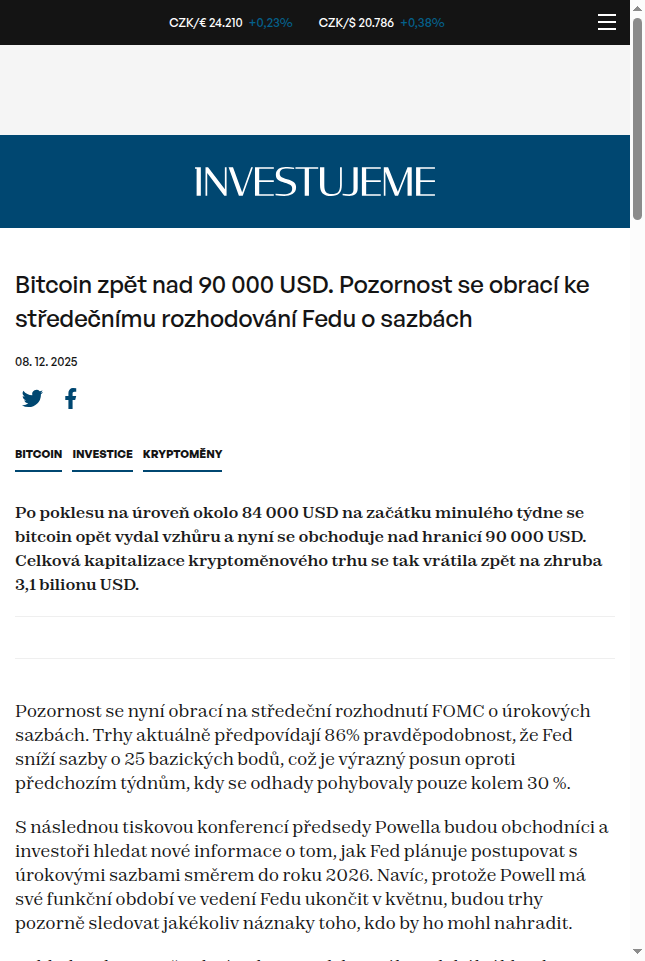 bitcoin-zpet-nad-90-000-usd-pozornost-se-obraci-ke-stredecnimu-rozhodovani-fedu-o-sazbach