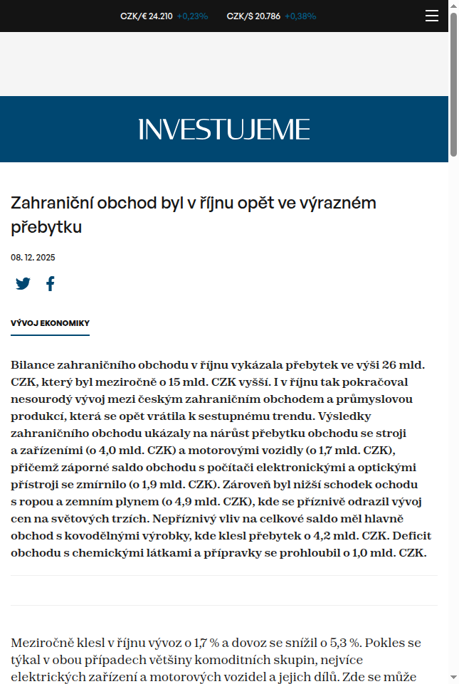 zahranicni-obchod-byl-v-rijnu-opet-ve-vyraznem-prebytku