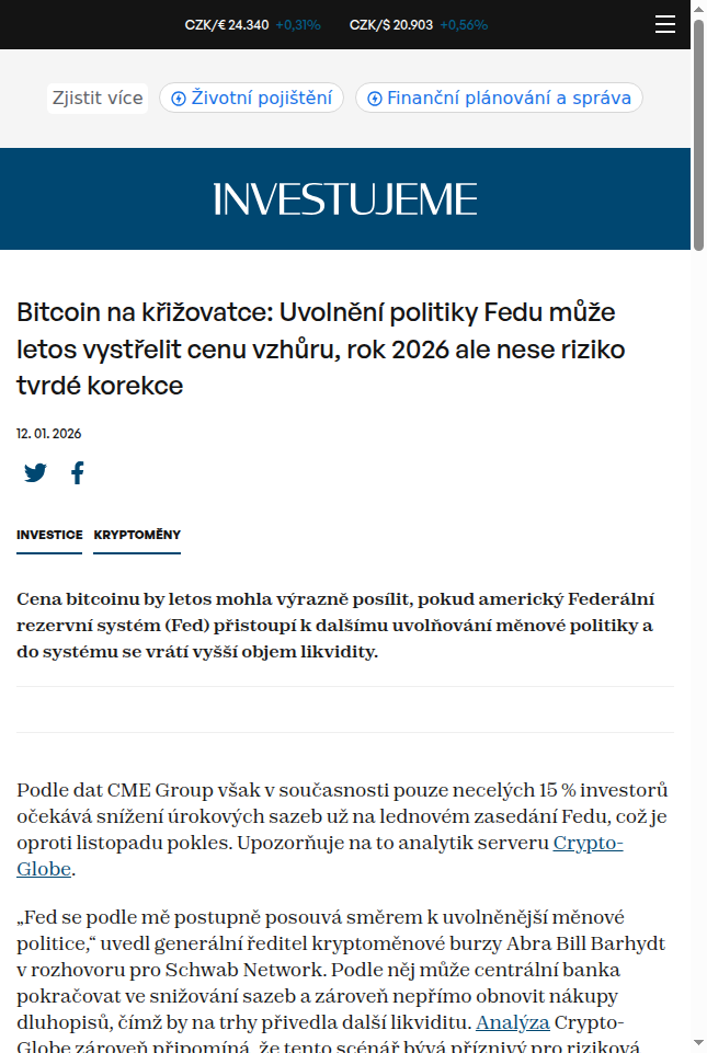 bitcoin-na-krizovatce-uvolneni-politiky-fedu-muze-letos-vystrelit-cenu-vzhuru-rok-2026-ale-nese-riziko-tvrde-korekce