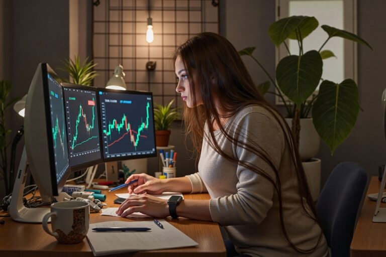 Side,Profile,Of,A,Female,Analyst,Intensely,Monitoring,Stock,Market