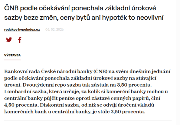 cnb-podle-ocekavani-ponechala-zakladni-urokove-sazby-beze-zmen-ceny-bytu-ani-hypotek-to-neovlivni