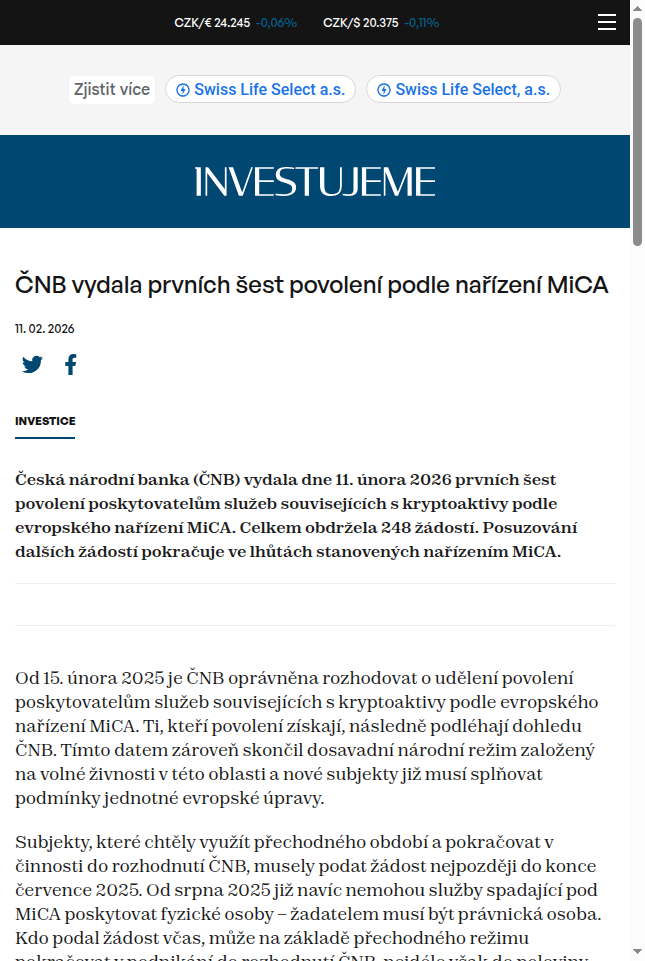 cnb-vydala-prvnich-sest-povoleni-podle-narizeni-mica