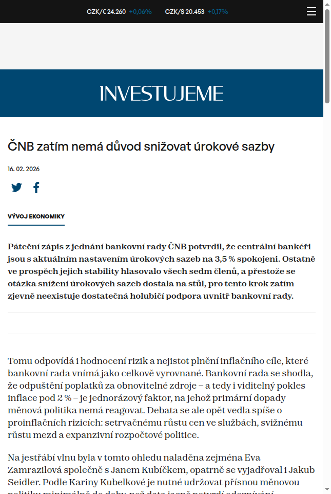 cnb-zatim-nema-duvod-snizovat-urokove-sazby