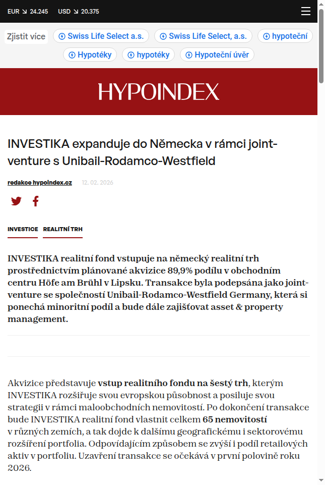 investika-expanduje-do-nemecka-v-ramci-joint-venture-s-unibail-rodamco-westfield