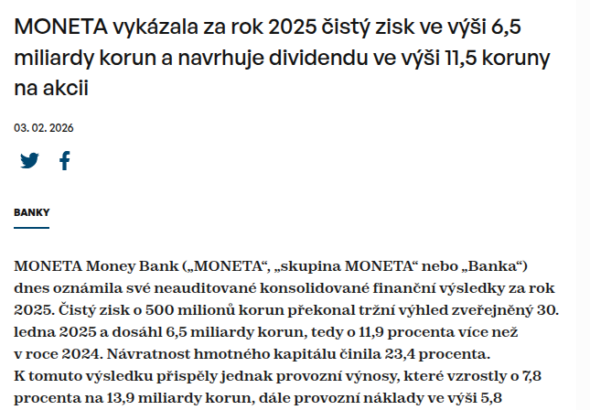 moneta-vykazala-za-rok-2025-cisty-zisk-ve-vysi-6-5-miliardy-korun-a-navrhuje-dividendu-ve-vysi-11-5-koruny-na-akcii