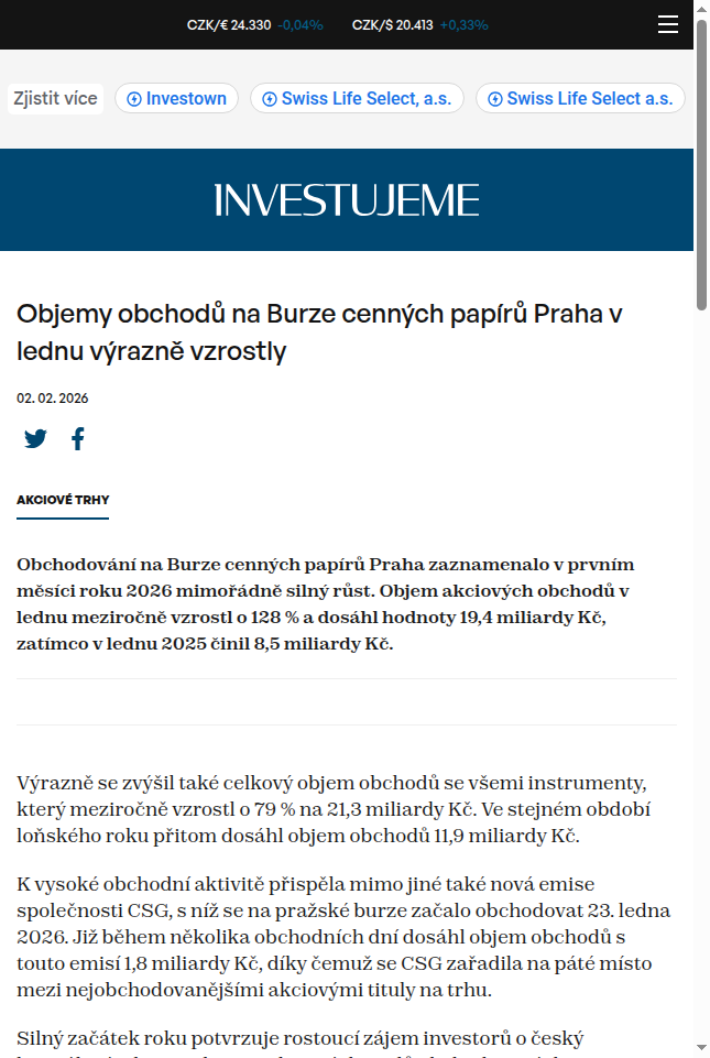 objemy-obchodu-na-burze-cennych-papiru-praha-v-lednu-vyrazne-vzrostly