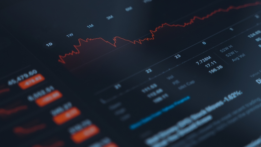 Stock,Market,Screen,Showing,Price,Drop,Graph.