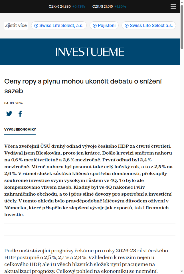 ceny-ropy-a-plynu-mohou-ukoncit-debatu-o-snizeni-sazeb