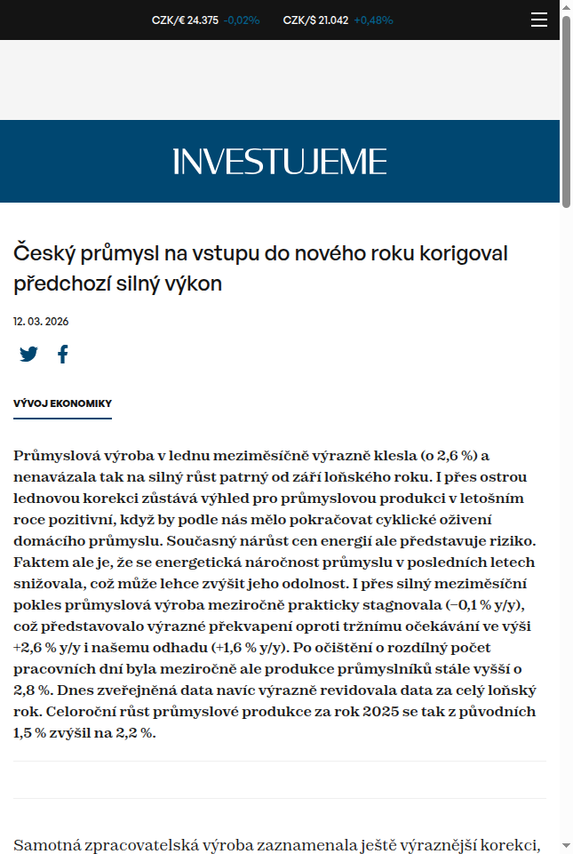 cesky-prumysl-na-vstupu-do-noveho-roku-korigoval-predchozi-silny-vykon
