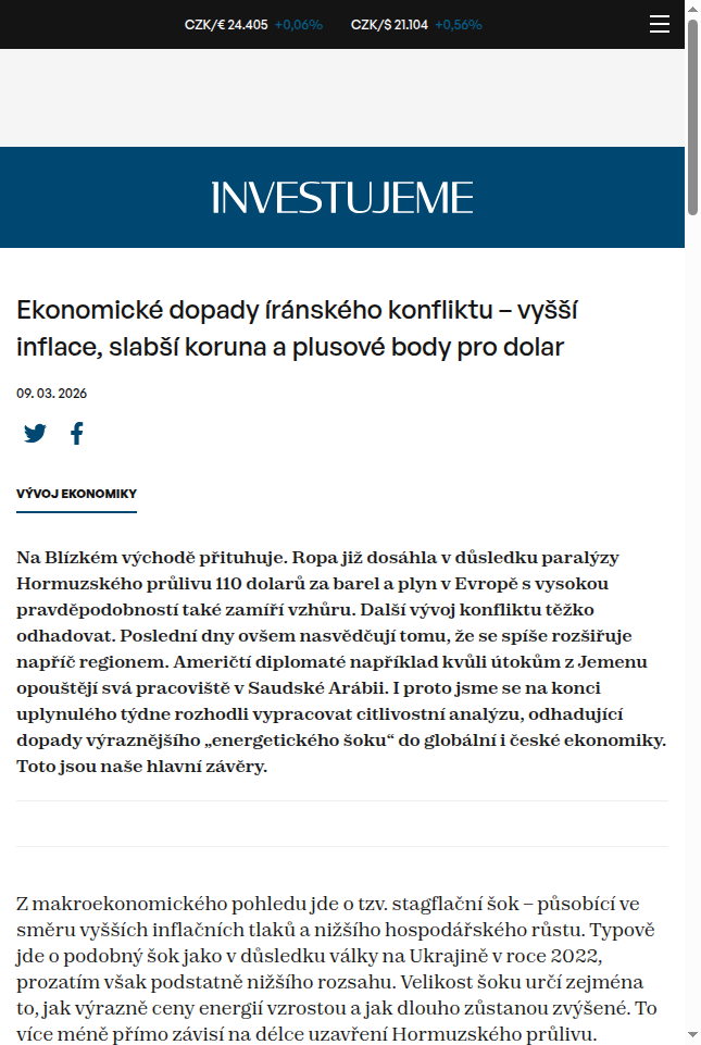 ekonomicke-dopady-iranskeho-konfliktu-vyssi-inflace-slabsi-koruna-a-plusove-body-pro-dolar