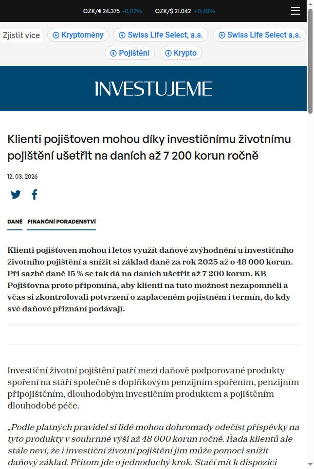 klienti-pojistoven-mohou-diky-investicnimu-zivotnimu-pojisteni-usetrit-na-danich-az-7-200-korun-rocne