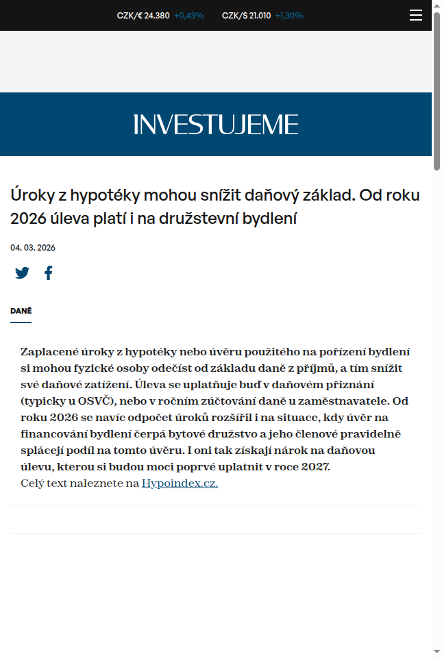 uroky-z-hypoteky-mohou-snizit-danovy-zaklad-od-roku-2026-uleva-plati-i-na-druzstevni-bydleni
