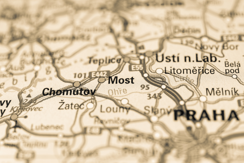 Macro,View,Of,Most,,Czech,Republic,On,Map.