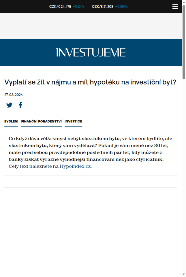 vyplati-se-zit-v-najmu-a-mit-hypoteku-na-investicni-byt