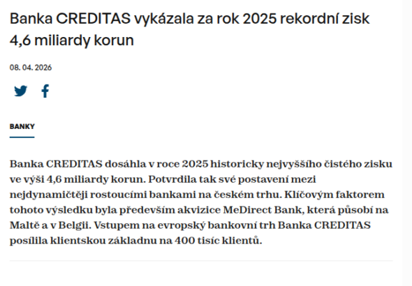 banka-creditas-vykazala-za-rok-2025-rekordni-zisk-4-6-miliardy-korun
