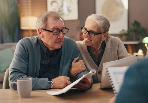 Senior,Couple,,Documents,And,Financial,Advisor,With,Retirement,Plan,For