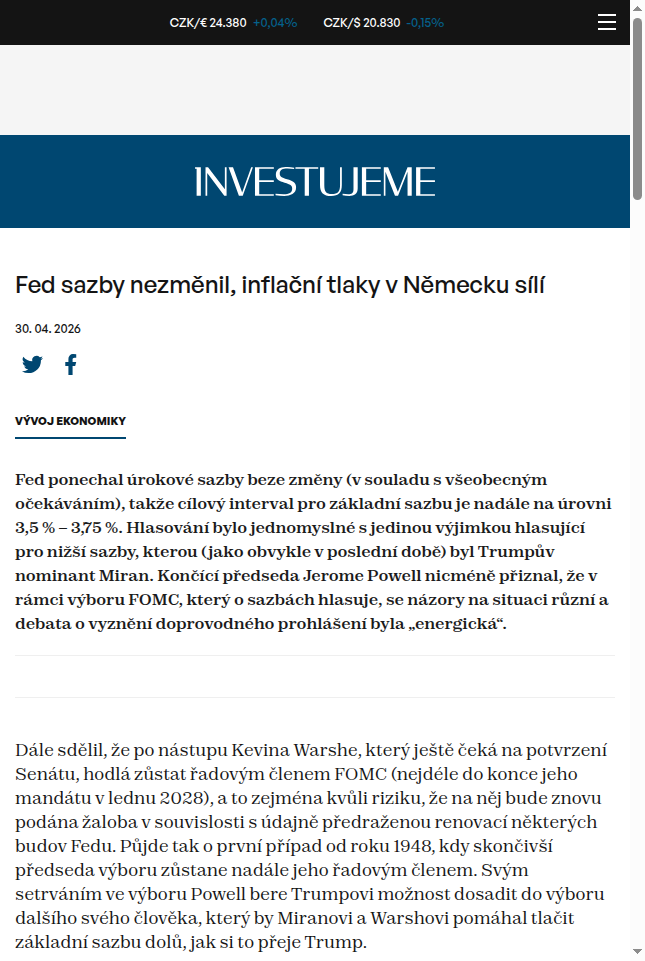 fed-sazby-nezmenil-inflacni-tlaky-v-nemecku-sili