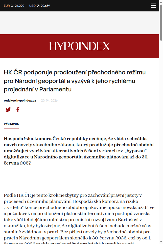 hk-cr-podporuje-prodlouzeni-prechodneho-rezimu-pro-narodni-geoportal-a-vyzyva-k-jeho-rychlemu-projednani-v-parlamentu